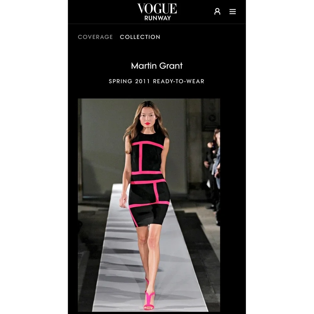 Martin Grant Paris SS2011 Runway Black Silk-Lined Dress Hot Pink Made in France - Picture 2 of 8